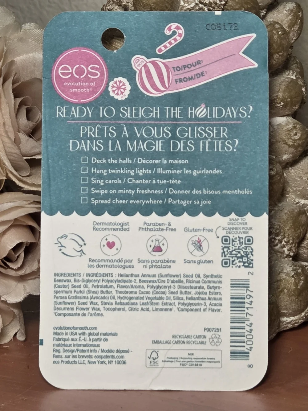 $4 Add-On When Bundled with $11+ EOS Candy Cane Swirl Super Balm